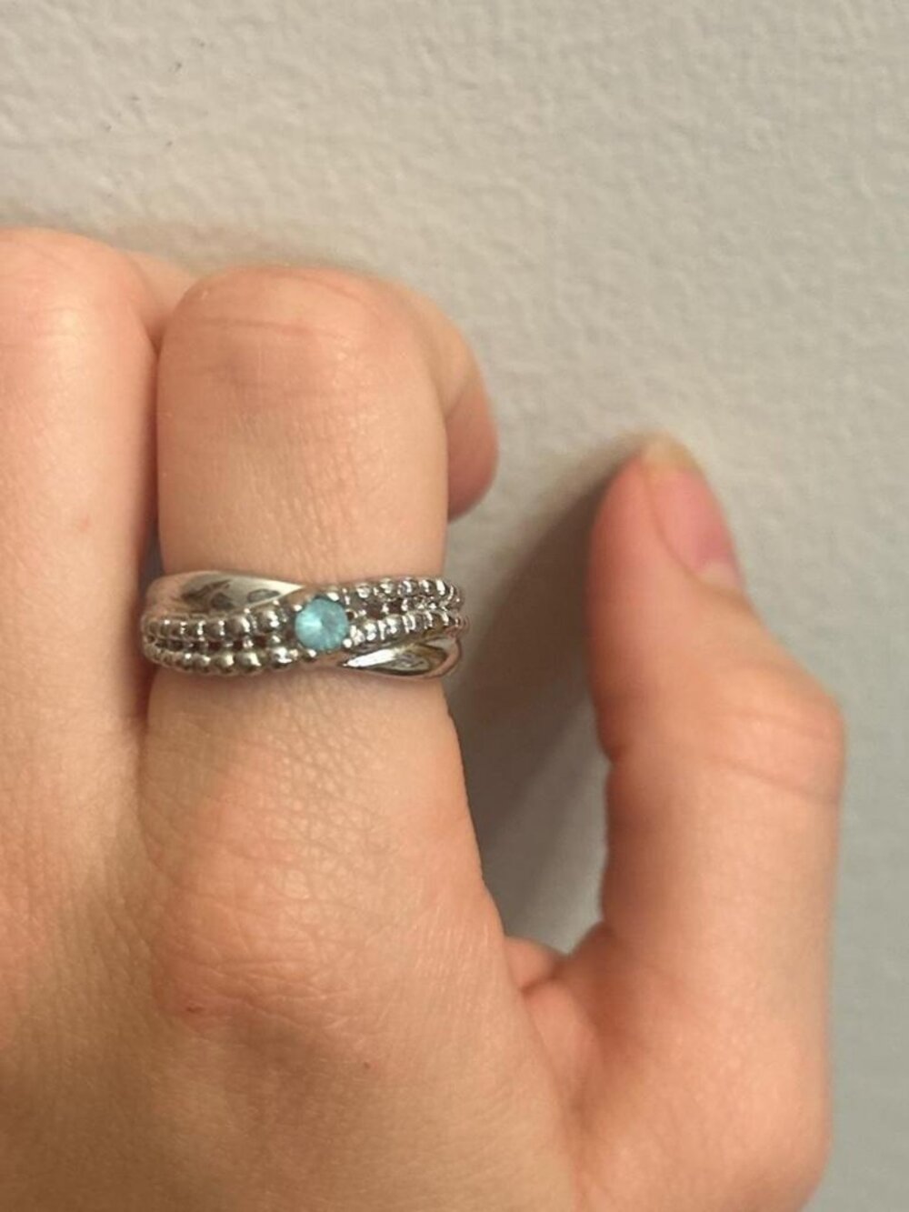 Silver Tone Turquoise Stone Ring Size 7 Costume Jewelry